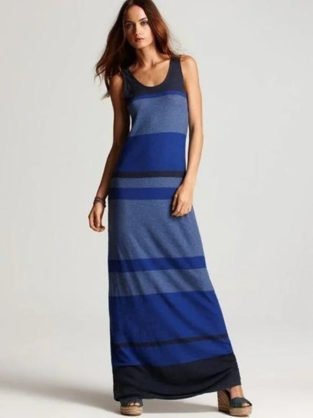 Vince Blue Striped Maxi Dress M